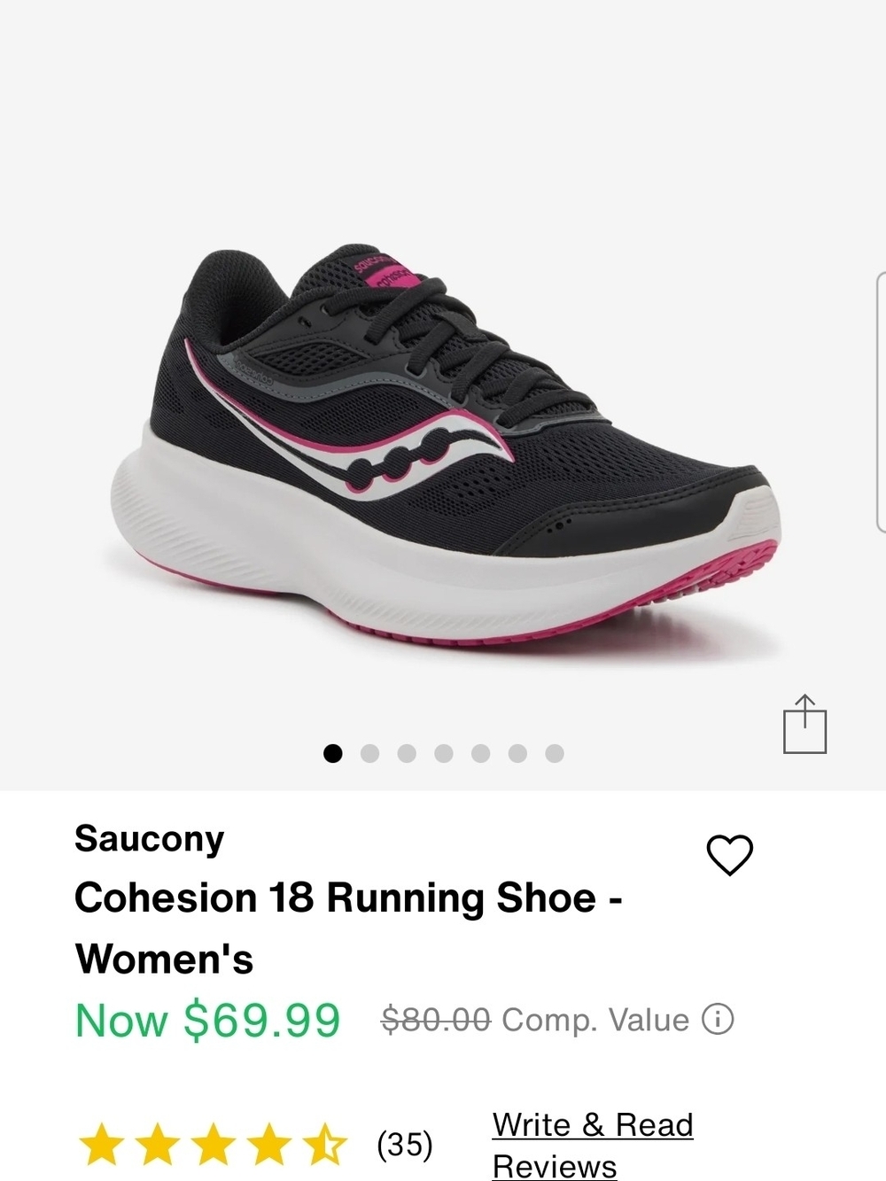 Saucony Cohesion 18 Women's Wide Running Shoe - Black/Pink